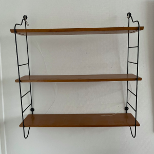 etagere murale bois metal noir string style 3 tablettes vintage paris brocante batignolles
