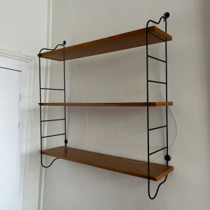 etagere murale bois metal noir string style 3 tablettes vintage paris brocante batignolles motmartre