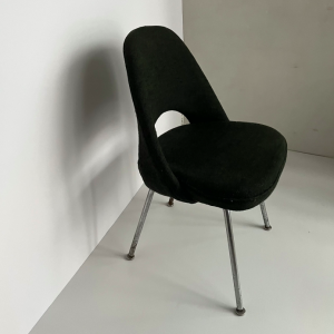 fauteuil de bureau conference knoll pied metal chromé lainage vert kvadrat vintage design paris gallery 9eme montmartre batignolles