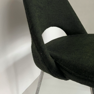 fauteuil de bureau conference knoll pied metal chromé lainage vert kvadrat vintage design paris gallery montmartre