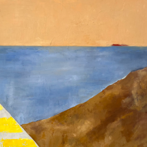 huile sur toile tableauparis galerie rayures jaune mer montagne crique tuba