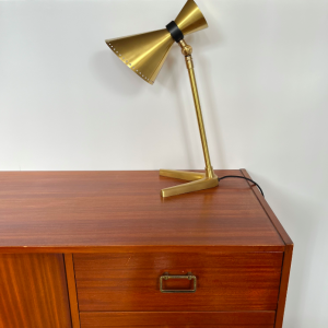 lampe de bureau a poser doré abatjour diabolo pied gongdesign luminaire paris