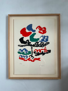 lithographie charles lapicque cadre chene boite a hausse phare nuages sur la cote 1951