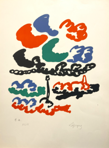 lithographie charles lapicques bleu vert rouge noir phares epreuve d'artiste encadré sous verre et rehausse