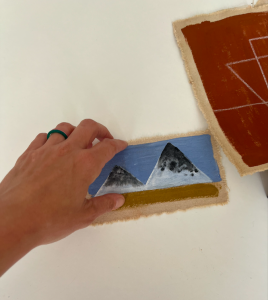 peinture sur coton bleu montagnes avrandinis galerie paris decoration