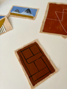 peinture sur coton pele mele mur de tableaux avrandinis galerie paris decoration