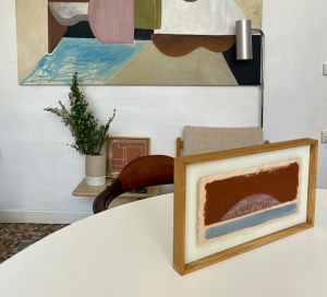 peinture sur coton terracota soleil lune avrandinis galerie paris decoration