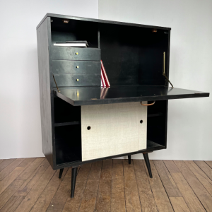 secretaire noir et blanc paul mccobb vintage pieds compas meuble rangement vintage paris design bureau
