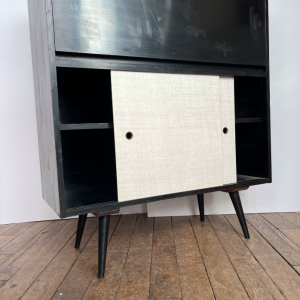 secretaire noir et blanc paul mccobb vintage pieds compas meuble rangement vintage paris design ouestdecoration