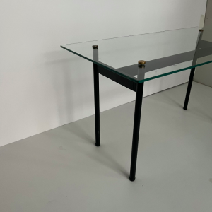 table basse vintage en verre et metal fer forge guariche 1950 frenchdesigngalleryparis antiquaire