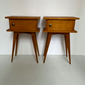 table de chevet french design 1950 pieds compas bois clair lartetlafacon batignolles boutique vintage
