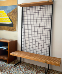 vestiaire porte manteau banc a lattes meuble d'entrée vintage 1950 italian design 3:4 tuba
