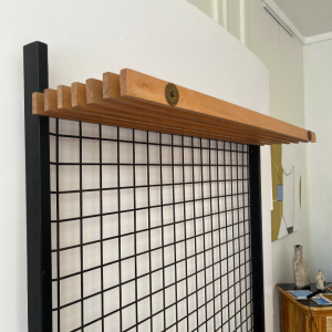 vestiaire porte manteau banc a lattes meuble d'entrée vintage 1950 italian design poignées