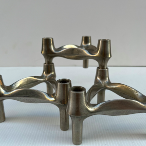 bougeoirs inox metal argent stoff nagel scandinave ancien vintage galerieparis zoom