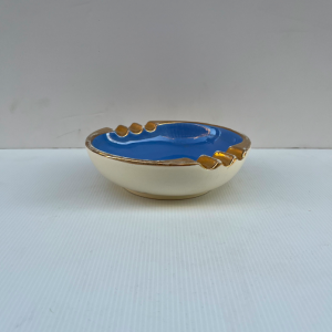cendrier vide poche interieur bleu ciel exterieur blanc or broc
