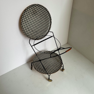 chariot desserte a roulette paul nagel ary sweden vintage trolley scadninave a carreaux vivhy noir et blanc trolley