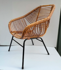 fauteuil rotin ancien vintage pied metal trio noordwolde holland corbeille lartetlafacon batignolles cote