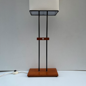 lampe à poser mini lampadaire vintage scandinave abatjour rectangle sur mesure biais orange luminaires anciens paris9eme pied