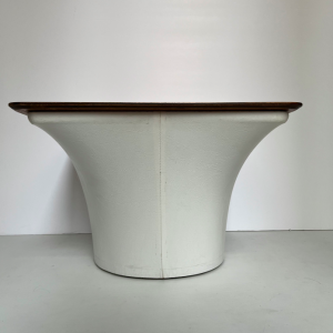 table basse bernard brunier pierre paulin french midcentury coffee table mushroom vinyl blanc et plateau bois brocante lannexe lartetlafacon