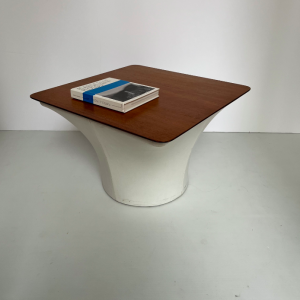 table basse bernard brunier pierre paulin french midcentury coffee table mushroom vinyl blanc et plateau bois lartetlafacon galerie design