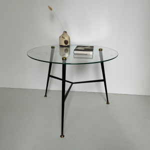 table basse ronde coffee table verre laiton metal 1950 french italian design batignolles paris