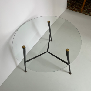 table basse ronde coffee table verre laiton metal 1950 french italian design paris antiques