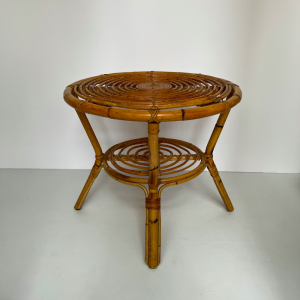 table basse rotin bambou ronde ancienne vintage 1950 france galerie meuble paris batignolles lannexe lartetlafacon