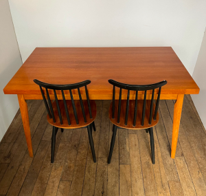 table de salle a manger en teck vintage secondemain paris brocante batignolles table rectangle avec allonge galerie scandinave