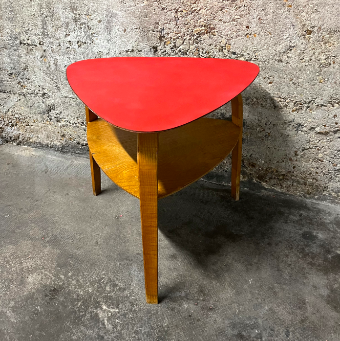 Table années 60 en bois bowwood Steiner – D 55 x H 50 cm – 340 €