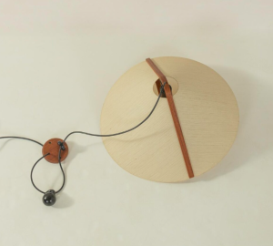 suspension vintage scandinave domus teck et tissu papier abatjour