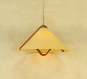 suspension vintage scandinave domus teck et tissu papier eclairage vintage