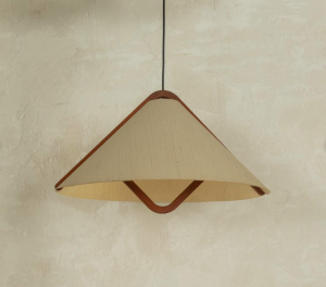 suspension vintage scandinave domus teck et tissu papier plafonnier decorationinterieur