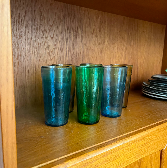 Verres en verre soufflé – 90 € les 6