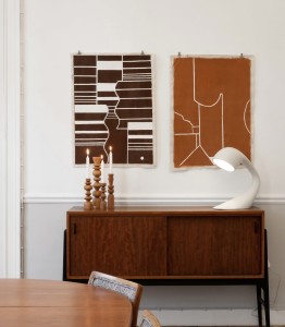 tenture murale tableaux vague marron