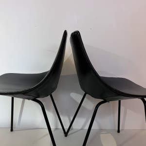 siege pierre guariche steiner noir cuir vintage annees50 lartetlafaconla boutique de caroline paris17 4 chaises