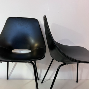 siege pierre guariche steiner noir cuir vintage annees50 lartetlafaconla boutique de caroline paris17 tonneau