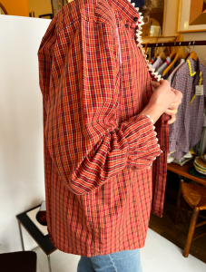 chemise carreaux tissu vintage croquet ecru ensemble creation upcycling paris