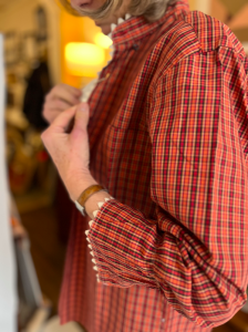 chemise carreaux tissu vintage croquet ecru ensemble creation upcycling paris batignolles