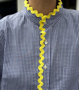 chemise vintage tissu vichy croquet jaune ensemble creation boutique vintage paris batignolles rue nollet lartetlafacon