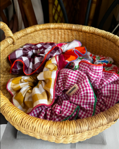 panier chouchous upcyclé ensemble creation tissu vichy carreaux