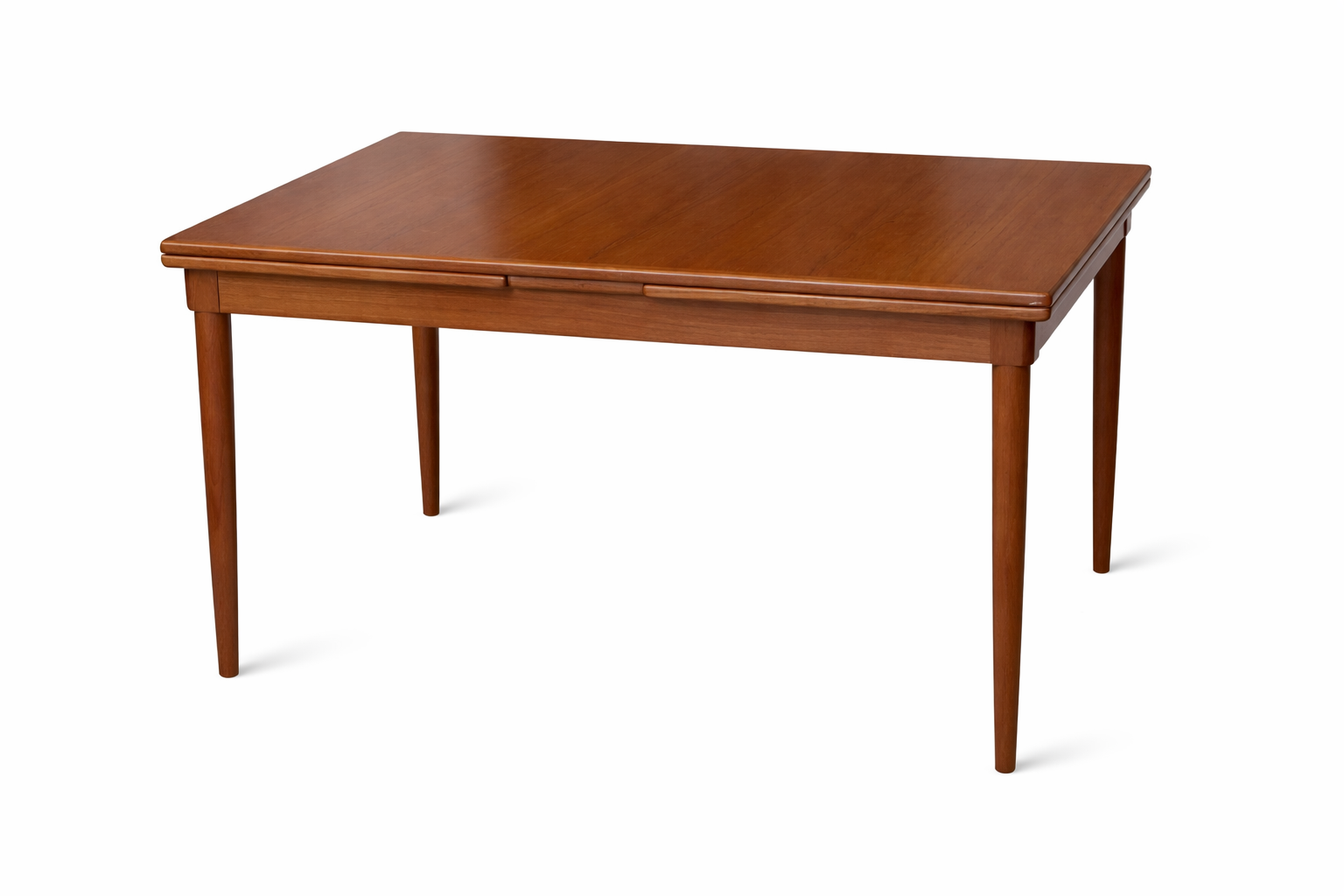Table à manger danoise en teck de Niels Otto Moller – L123 (227) x P81 x H72 cm – 1200 €