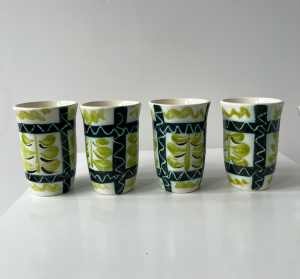 serie de gobelets verres tasses italiens vert vintage 1960 brocante paris batignolles