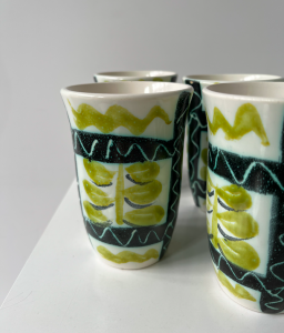 serie de gobelets verres tasses italiens vert vintage 1960 brocante paris zoom