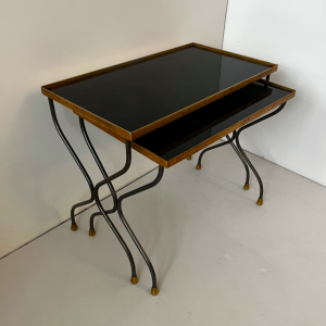 table gigogne verre et metal doré vintage brocante paris la boutique de caroline 3:4