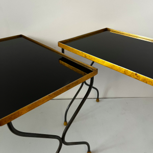 table gigogne verre et metal doré vintage brocante paris la boutique de caroline 3:4 verre noire