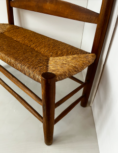 banc ancien paille bois avec dossier brocante paris