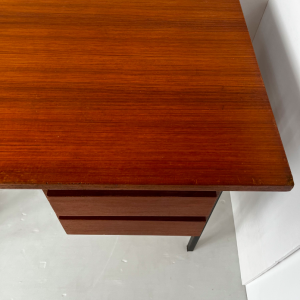 bureau vintage moderniste bois et metal tiroir secondemain paris 17e clichy