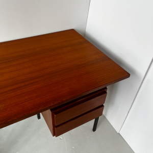 bureau vintage moderniste bois et metal tiroir secondemain paris 17e la boutique de caroline