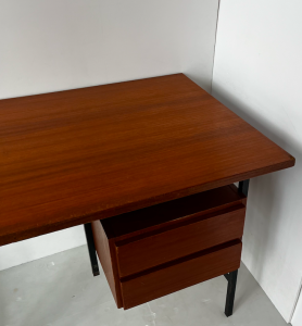 bureau vintage moderniste bois et metal tiroir secondemain paris 17e maison