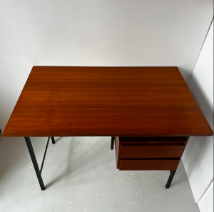 bureau vintage moderniste bois et metal tiroir secondemain paris 17e selency